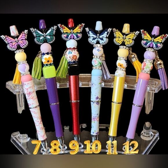 New! Custom Made Beautiful Butterfly Beaded Pen w/Free Ink Refill - Picture 2 of 2